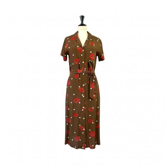 Aloha Blossom " Kiss " Shirts Dress / Brown