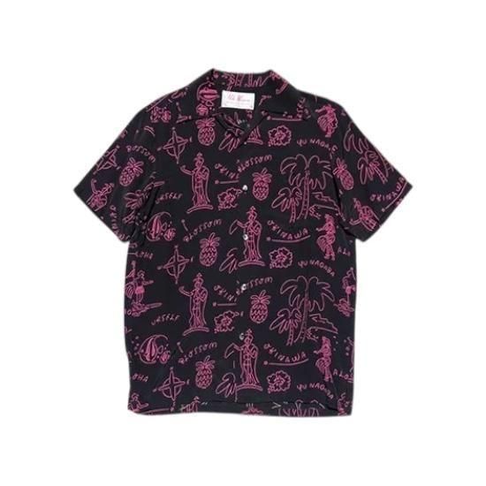 Aloha Blossom " Hawaiian " Aloha Shirts / Black Pink 