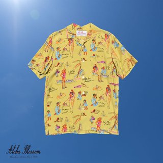 Aloha Blossom " Ryukyu Souvenir" Aloha Shirts / Lemon 