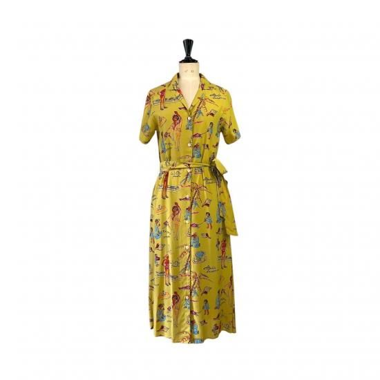 Aloha Blossom " Ryukyu Souvenir" Shirts Dress / Lemon 