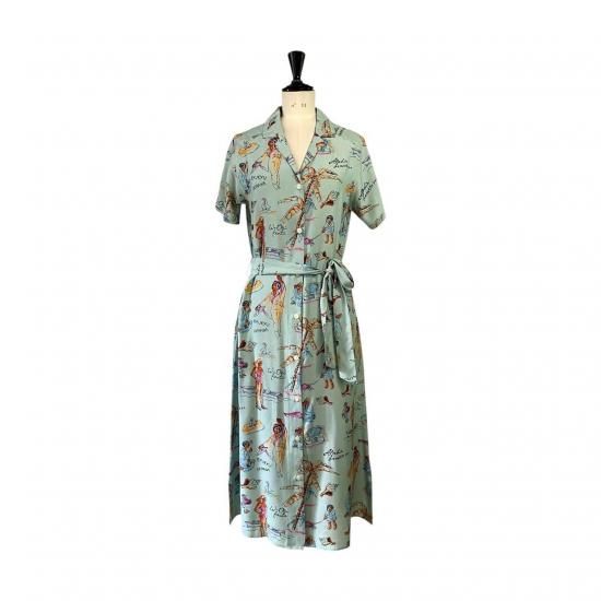 Aloha Blossom " Ryukyu Souvenir" Shirts Dress / Mint