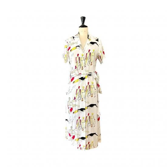 Aloha Blossom " Bossa Nova " Shirts Dress / White