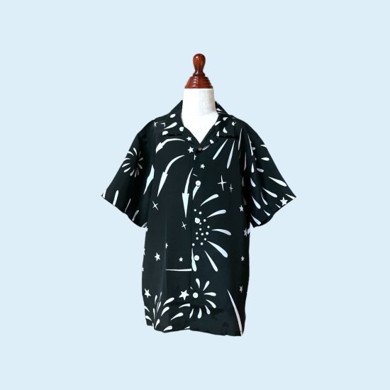 Aloha Blossom " Hanabi " Kids Aloha Shirts /  Black