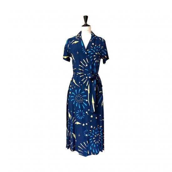Aloha Blossom " Hanabi " Shirt Dress Navy