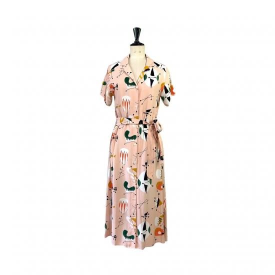 Aloha Blossom " Atomic " Shirt Dress Pink
