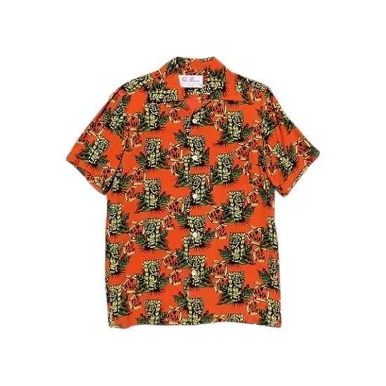 Aloha Blossom " Tiki " Aloha Shirts / Orange