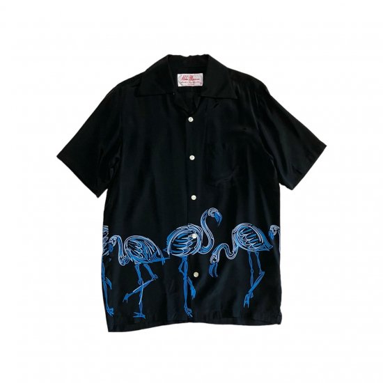 Aloha Blossom " Flamingo" Aloha Shirts / Black  Blue