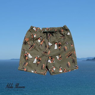 Aloha Blossom " King & Queen Beach Shorts"  khaki