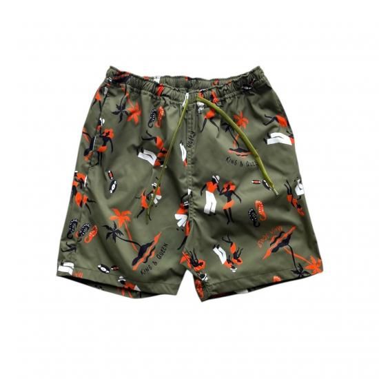 Aloha Blossom " King & Queen Beach Shorts"  khaki