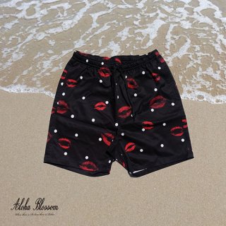 Aloha Blossom " Kiss Beach Shorts"  black