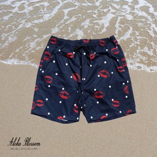 Aloha Blossom " Kiss Beach Shorts"  navy