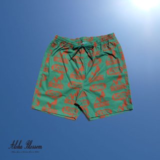 Aloha Blossom " Love Scene Beach Shorts"  Lime Green
