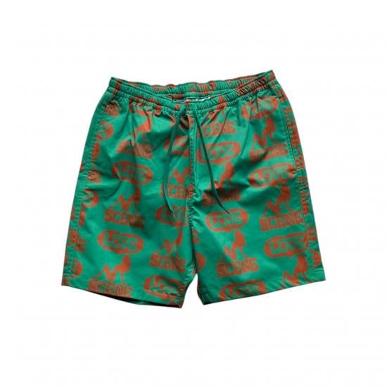 Aloha Blossom " Love Scene Beach Shorts"  Lime Green