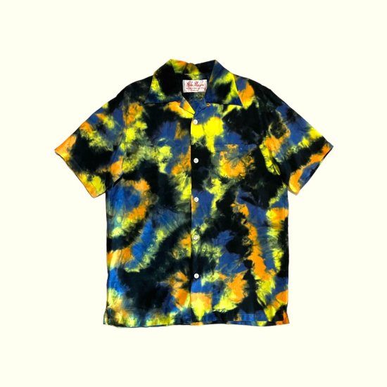Aloha Blossom " Chusen Dye" Aloha Shirts / Black Yellow Orange