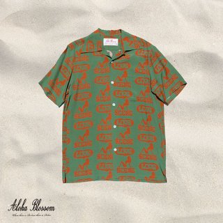 Aloha Blossom " Love Scene" Aloha Shirts / lime green