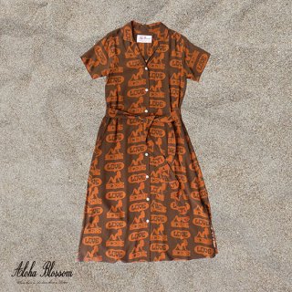 Aloha Blossom " Love Scene " Shirts Dress / Brown