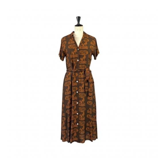 Aloha Blossom " Love Scene " Shirts Dress / Brown