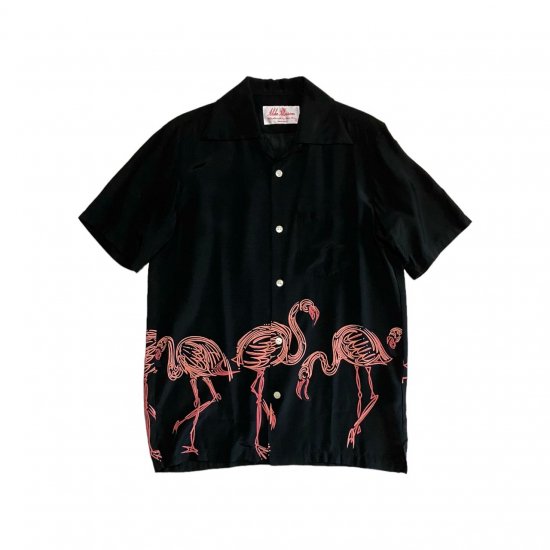 Aloha Blossom " Flamingo" Aloha Shirts / Black  Pink