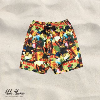Aloha Blossom " Wez Collage Beach Shorts"  