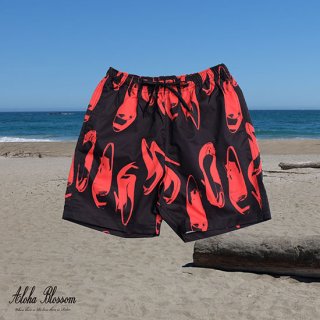 Aloha Blossom " Heels Beach Shorts"  black