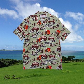 Aloha Blossom " Bull Fight" Aloha Shirts / lime