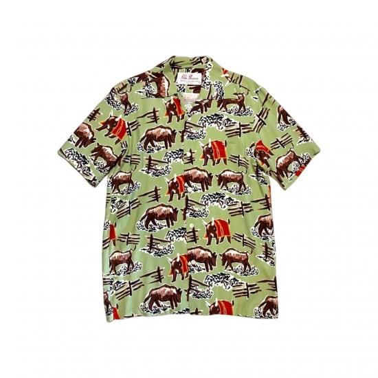 Aloha Blossom " Bull Fight" Aloha Shirts / lime