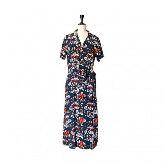Aloha Blossom " Bull Fight" Shirts Dress  navy