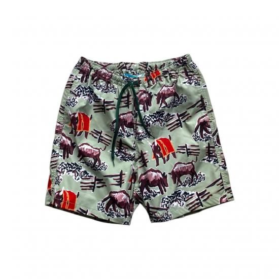 Aloha Blossom " Bull Fight Beach Shorts"  lime