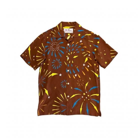 Aloha Blossom " Hanabi " Aloha Shirts /  Brown