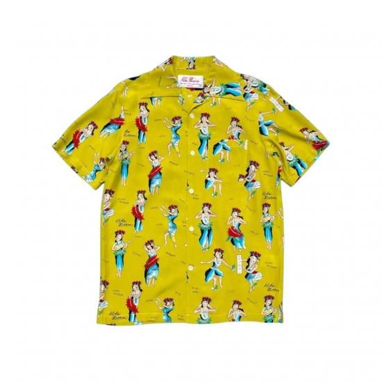 Aloha Blossom " Hula Girl " Aloha Shirts / Lemon