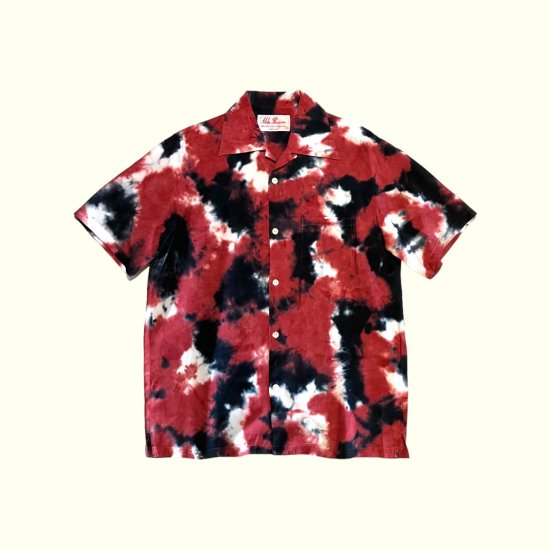 Aloha Blossom " Chusen Dye" Aloha Shirts / Red Black White