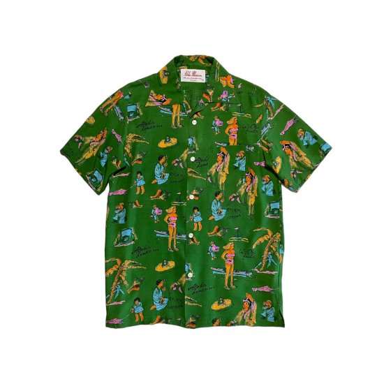 Aloha Blossom " Ryukyu Souvenir" Aloha Shirts / Green