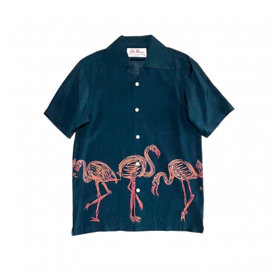 Aloha Blossom " Flamingo" Aloha Shirts / Navy  Pink