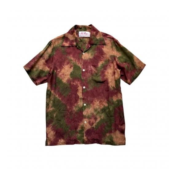 Aloha Blossom " Chusen Dye" Aloha Shirts / Green Purple
