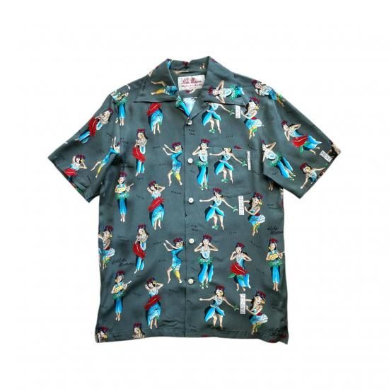 Aloha Blossom " Hula Girl " Aloha Shirts / Grey