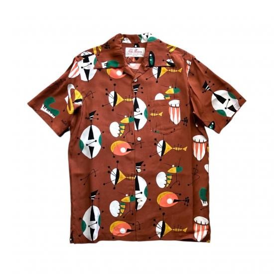Aloha Blossom " Atomic " Aloha Shirts / Light Brown