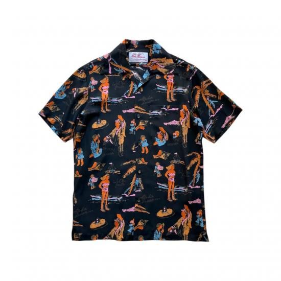 Aloha Blossom " Ryukyu Souvenir" Aloha Shirts / Black