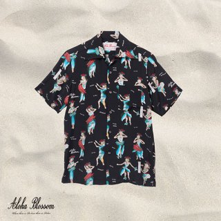 Aloha Blossom " Hula Girl " Aloha Shirts / Black