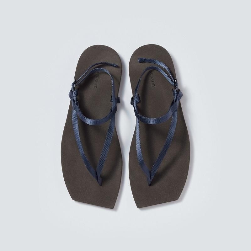 【AURALEE オーラリー】 BELTED BEACH SANDALS MADE BY FOOT THE COACHER / DARK BROWN×NAVY