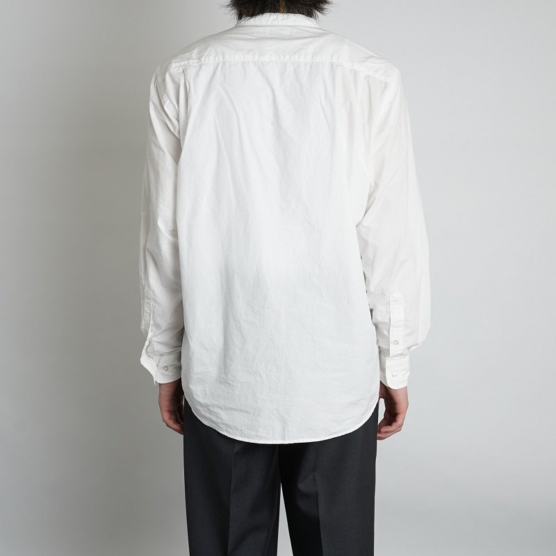 【CIOTA シオタ】 スビンコットン タイプライター バンドカラーシャツ / WHITE