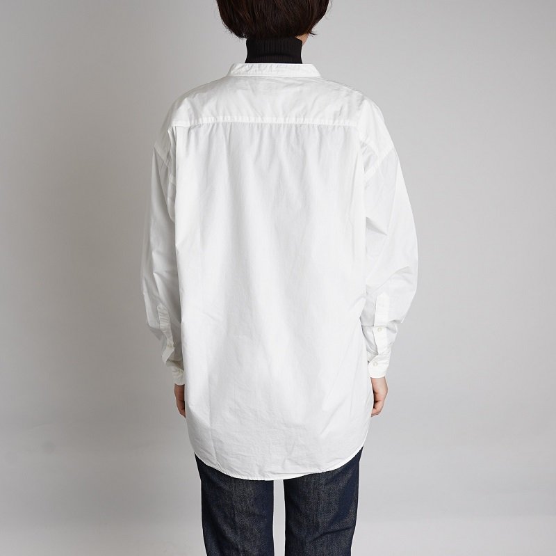 【CIOTA シオタ】 スビンコットン タイプライター バンドカラーシャツ / WHITE