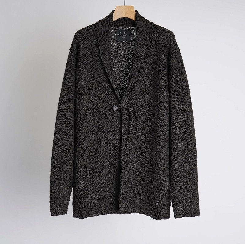 Nahyat ナヤット】7G MERINO WOOL KNIT CARDIGAN -AVELIA PARTNERSHIP MODEL-  /CHARCOAL BROWN -Avelia ONLINE STORE