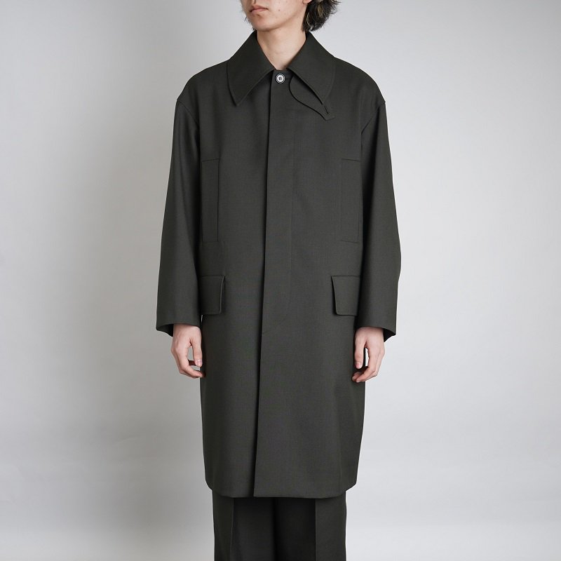 【MARKAWARE マーカウェア】 ORGANIC WOOL HEAVY TROPICAL MAC COAT / DARK OLIVE -  Avelia ONLINE STORE