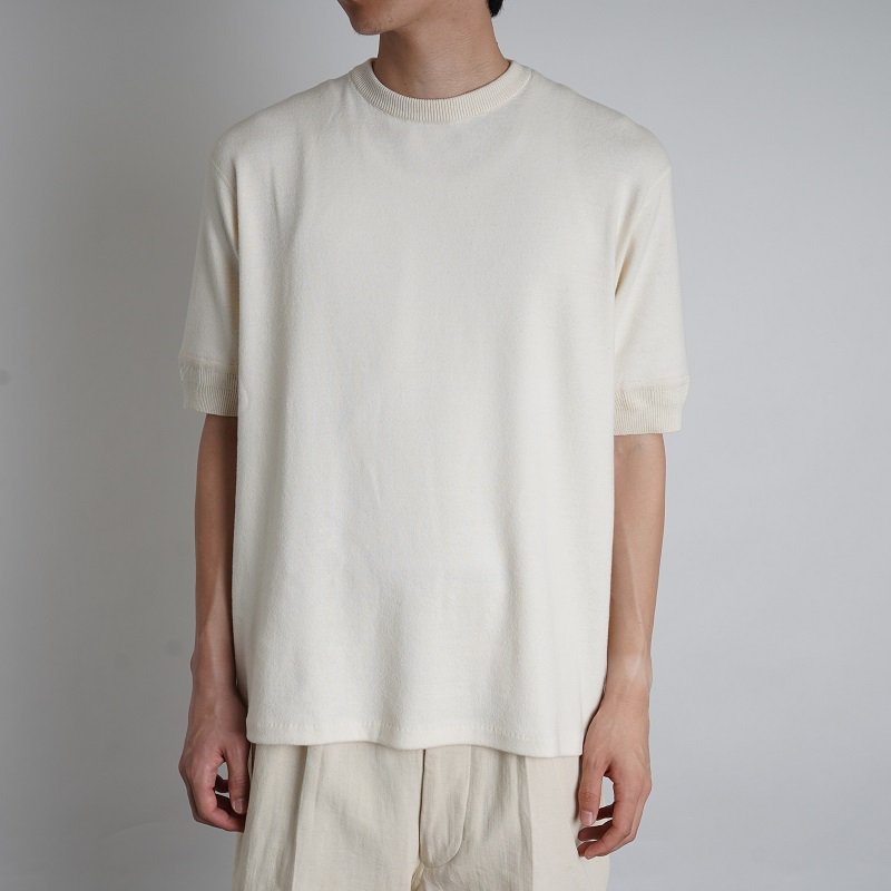 YAECA ヤエカ】 LINKING COTTON RIB CREWNECK S/S / NATURAL - Avelia