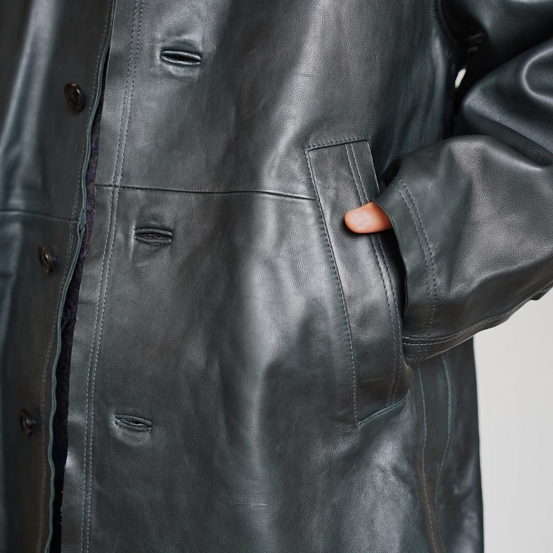 今年人気のブランド品や yoke 22aw cut-off leather carcoat 黒 2