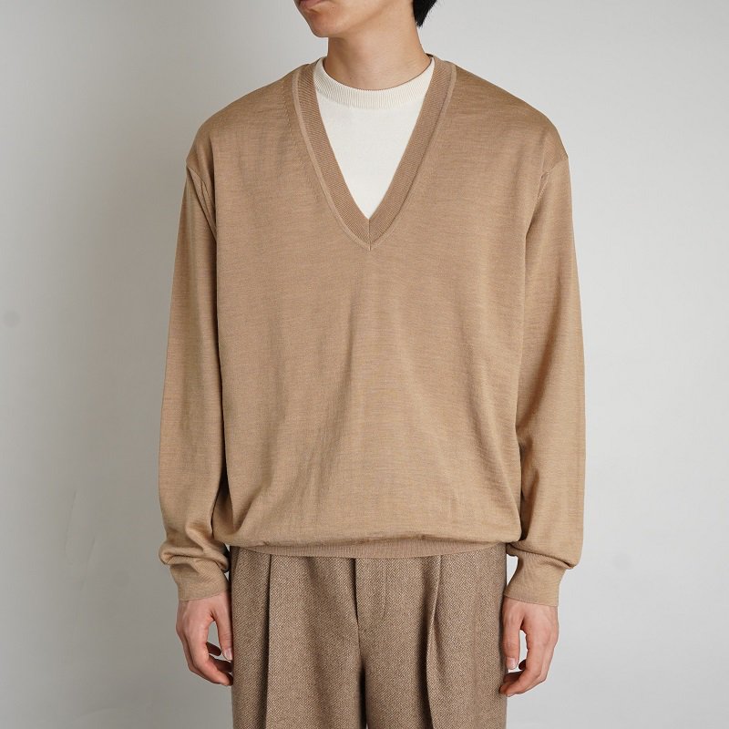 ホットセール AURALEE SUPER HIGH GAUGE WOOL KNIT Vネック ニット