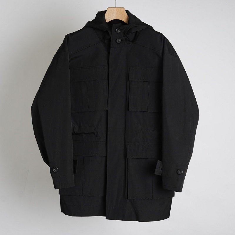 【22AW】【POSTELEGANT ポステレガント】 Wool Silk Utility Coat With Liner / BLACK