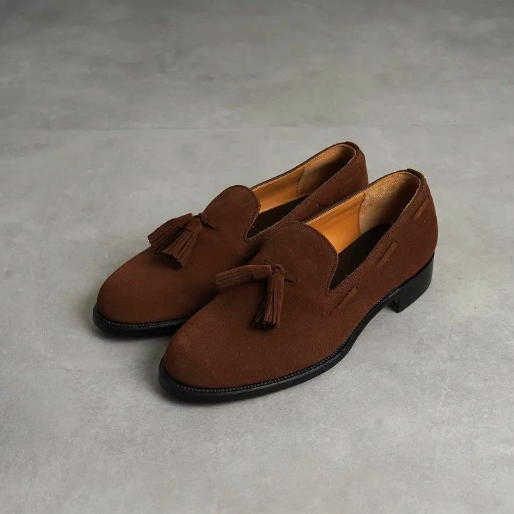 forme ե Suede Tassel loafer plain toe goodyear / Maroon