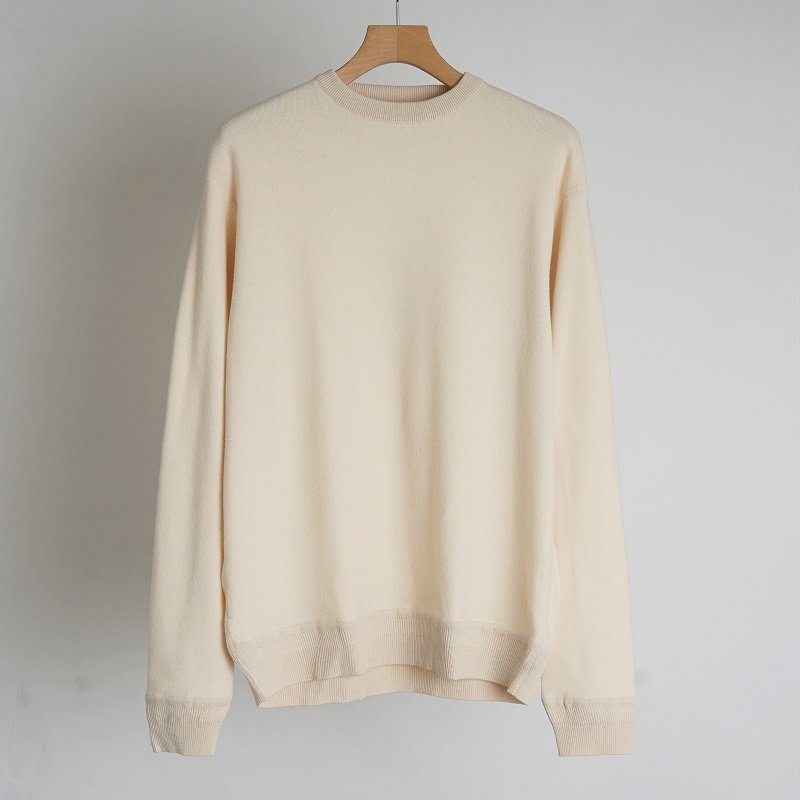 YAECA ヤエカ】 COTTON RIB CREW NECK RIBBED HEM L/S / NATURAL