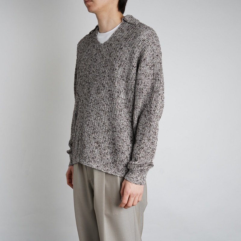 送料無料 TOP オーラリー MIX COTTON SLUB POLO COTTON MIX KNIT RIB